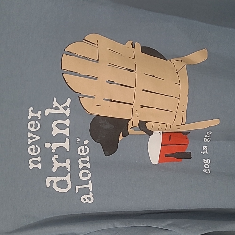 Dog Is Good Mens L/S Blue Black Lab Beer Graphic Tee T-shirt Size Large - Picture 6 of 7